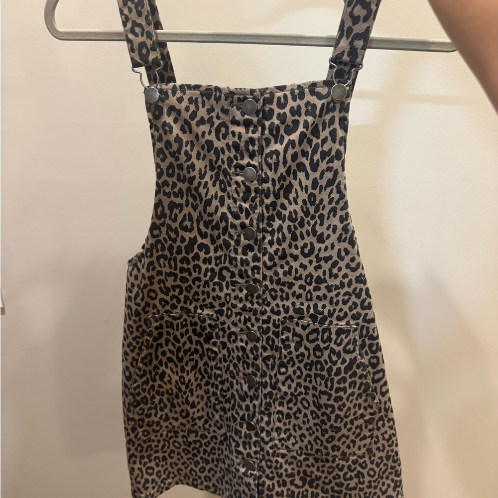 Leopard Print Overall Dress